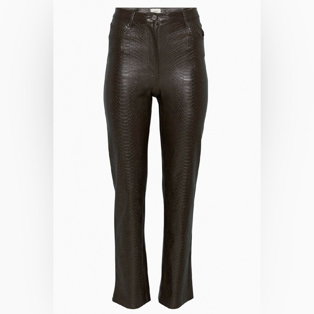 Aritzia Wilfred Melanie Mocha Brown Faux Leather Pants NWT